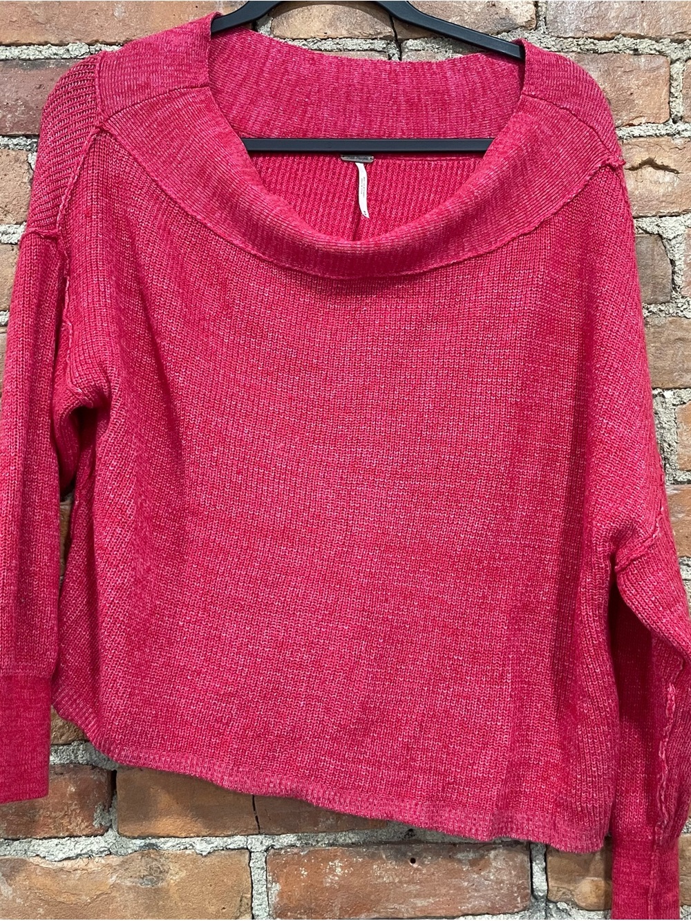 Free People Raspberry Scoop & Cowl Neck Sweater | Size Medium